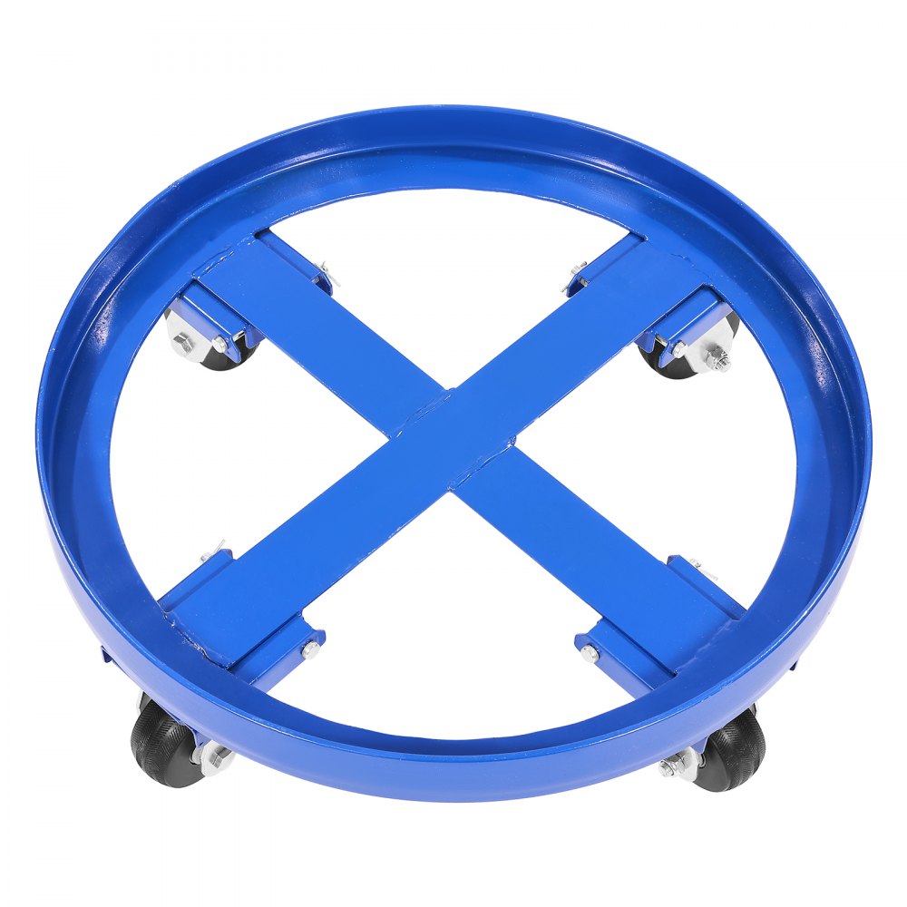 VEVOR 55 Gallon Drum Dolly, 2000 lbs Load Capacity, Heavy-Duty Barrel Dolly with Cross Braces and 4 Swivel Caster Wheels, Non Tipping Hand Truck Capacity Dollies for Warehouse Drum Handling, Blue