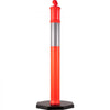 VEVOR 4Pack Traffic Delineator Posts 44 Inch Height, PE Delineator Post Kit 10 inch Reflective Band, Orange Delineator Cones with Rubber Base 16 inch for Construction Sites, Facility Management etc.