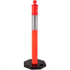 VEVOR 4Pack Traffic Delineator Posts 44 Inch Height, PE Delineator Post Kit 10 inch Reflective Band, Orange Delineator Cones with Rubber Base 16 inch for Construction Sites, Facility Management etc.