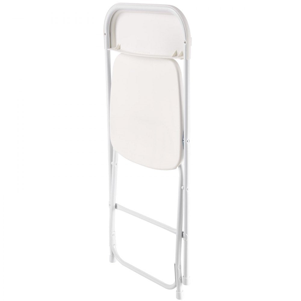 VEVOR 4 Pack Folding Chairs, Foldable Plastic Chairs with Heavy Duty Metal Frame, Portable Folding Card Table Chairs, Stackable Indoor Outdoor Seats for Home, Yard, Garden, Parties, Events, White