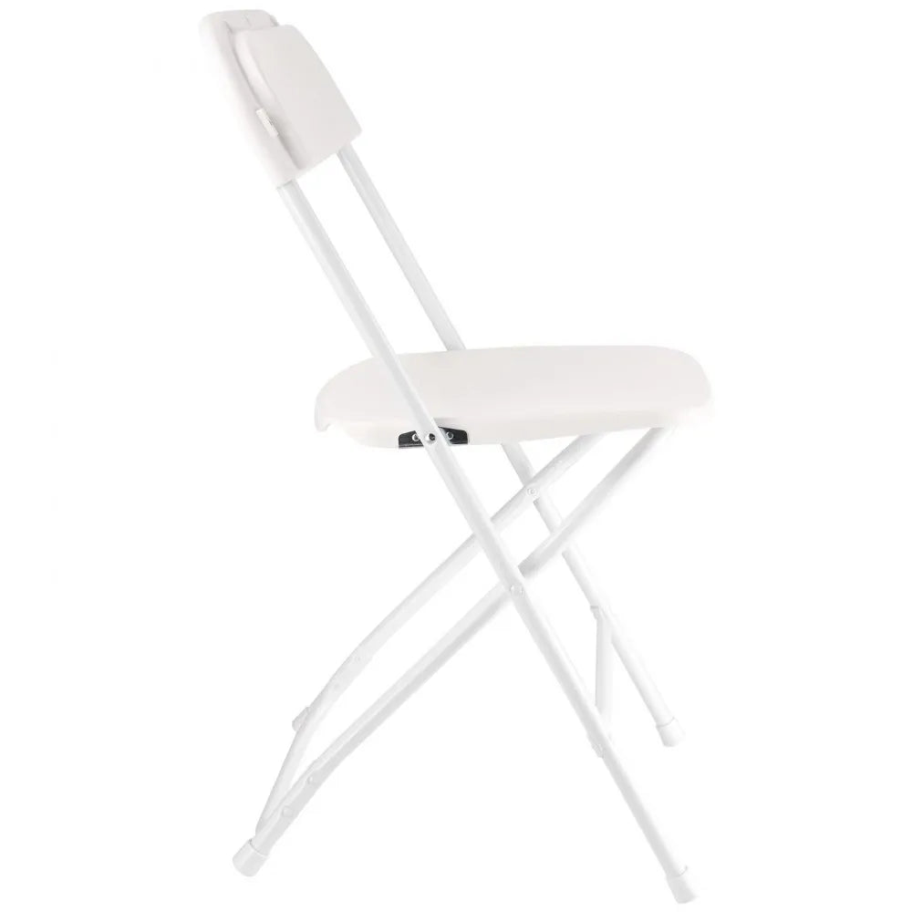 VEVOR 6 Pack Folding Chairs, Foldable Plastic Chairs with Heavy Duty Metal Frame, Portable Folding Card Table Chairs, Stackable Indoor Outdoor Seats for Home, Yard, Garden, Parties, Events, White