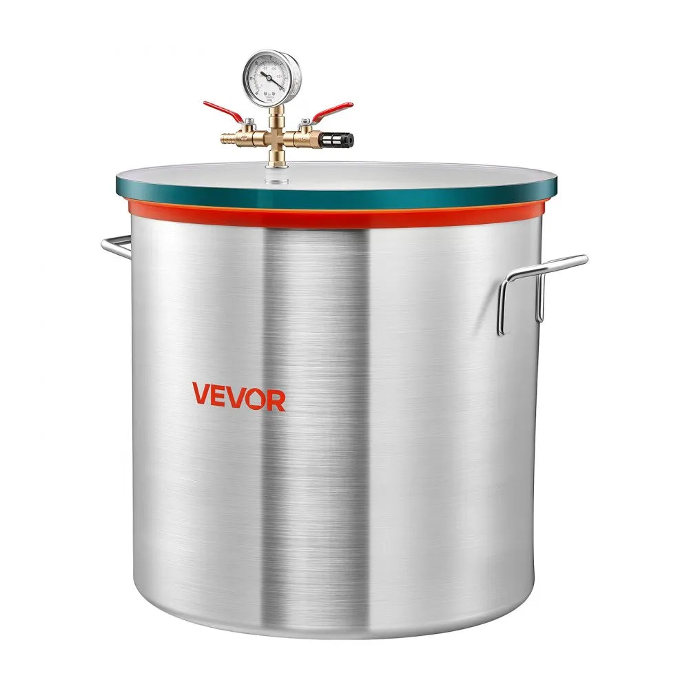 VEVOR 15 Gallon Vacuum Chamber, Aluminum Alloy, Vacuum Degassing Chamber with Tempered Glass Lid, Hose, Air Filter, for Resin Casting, Stabilizing Wood, Degassing Silicone, Epoxies, Essential Oils