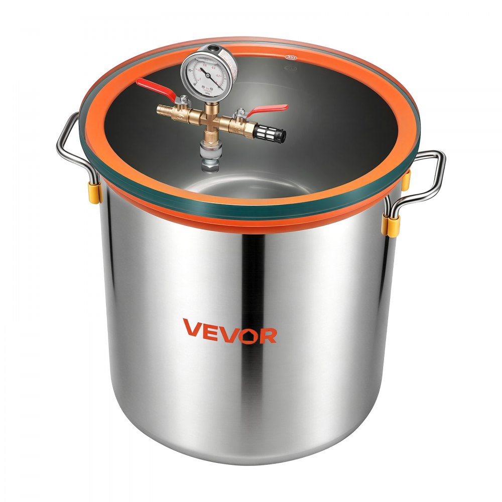 VEVOR 9 Gallon Vacuum Chamber, Stainless Steel, Vacuum Degassing Chamber with Tempered Glass Lid, Hose, Air Filter, for Resin Casting, Stabilizing Wood, Degassing Silicone, Epoxies, Essential Oils