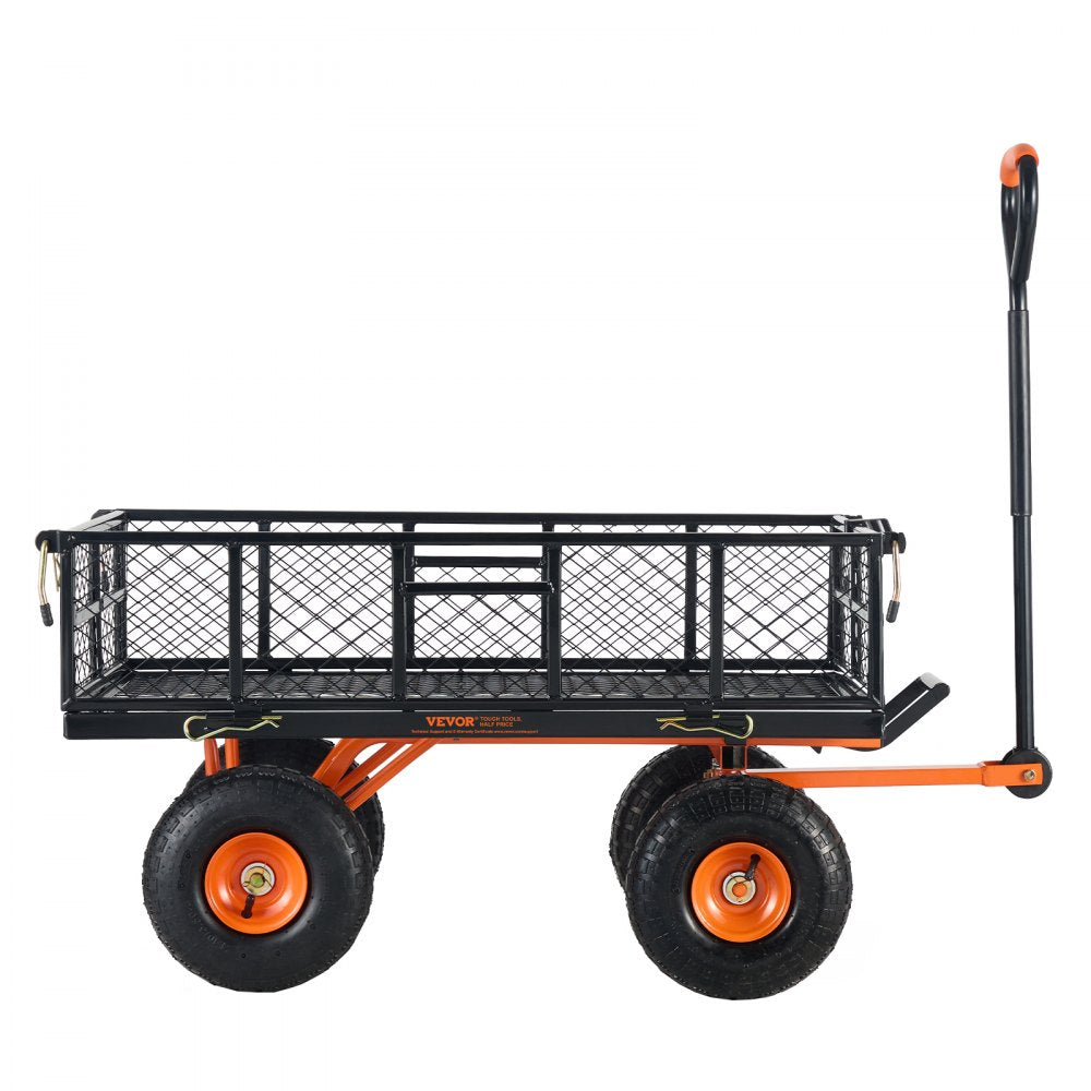 VEVOR Garden Cart, Sturdy Metal Utility Wagon with Simple Assembly, Versatile Dump Cart with Dual-Function Handle, Wheelbarrow with 400 lbs Load Capacity, Equipped with 10" Wheels