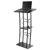 VEVOR Podium Stand, 47-Inch Metal Lectern, Curved Standing Podium with Wide Reading Surface, Open Storage Compartment, Book Stopper, Cup Holder, for Classroom, Wedding, Conference, Speech, and Concert