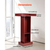 VEVOR Podium Stand, 41-Inch Wooden Lectern, Laptop Desk with Wide Reading Surface and Storage Shelf, Edge Stopper, Elegant Design, Flool-Standing, for Classroom, Conference, Church, and Presentation