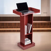 VEVOR Podium Stand, 41-Inch Wooden Lectern, Laptop Desk with Wide Reading Surface and Storage Shelf, Edge Stopper, Elegant Design, Flool-Standing, for Classroom, Conference, Church, and Presentation