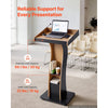 VEVOR Podium Stand, 47 inch Wooden Lectern Mobile Laptop Desk Storage Shelf, for Schools, Churches and Events, Portable Presentation Lectern Stand with Storage Shelf, Three-Sided Panels, and Book Stop