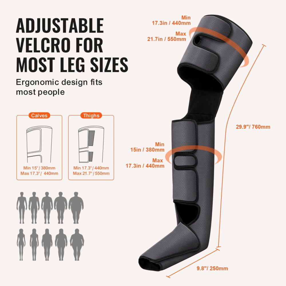 VEVOR Full Leg Massager, Air Compression Leg Massager for Foot Calf Thigh Knee, 3 Modes & 3 Intensities, Leg Compression Massage Boots for Circulation, Relaxation, Pain Relief - Great Gift for Mom/Dad