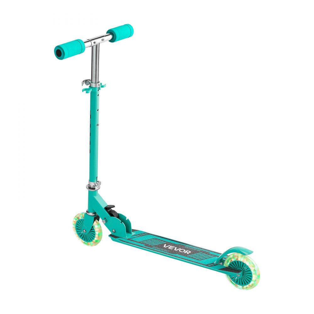 VEVOR Kick Scooter for Kids Ages 3+, 2-Wheel Toddler Scooter with Light-Up Wheels, Adjustable Height Handlebar, Wide Anti-Slip Deck, Foldable Lightweight Frame for Boys & Girls up to 110 lbs, Green