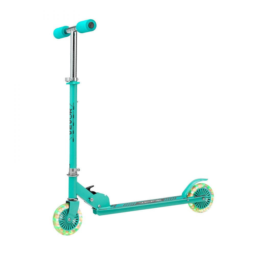 VEVOR Kick Scooter for Kids Ages 3+, 2-Wheel Toddler Scooter with Light-Up Wheels, Adjustable Height Handlebar, Wide Anti-Slip Deck, Foldable Lightweight Frame for Boys & Girls up to 110 lbs, Green