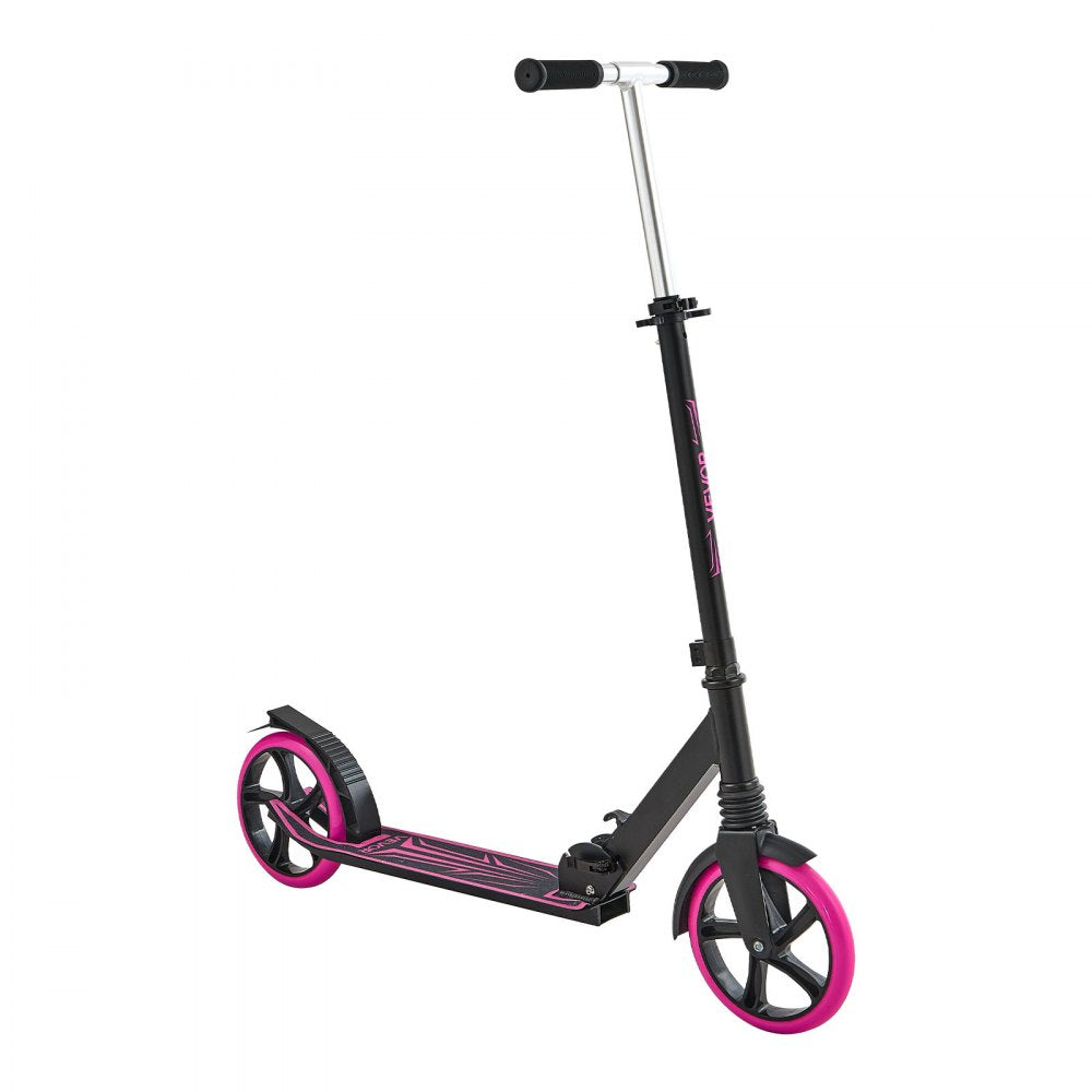 VEVOR Kick Scooter for Kids Ages 8+, Teens & Adults, 2-Wheel Toddler Scooter with Adjustable Height Handlebar, Wide Anti-Slip Deck, Foldable Lightweight Frame for Boys & Girls up to 220 lbs, Pink