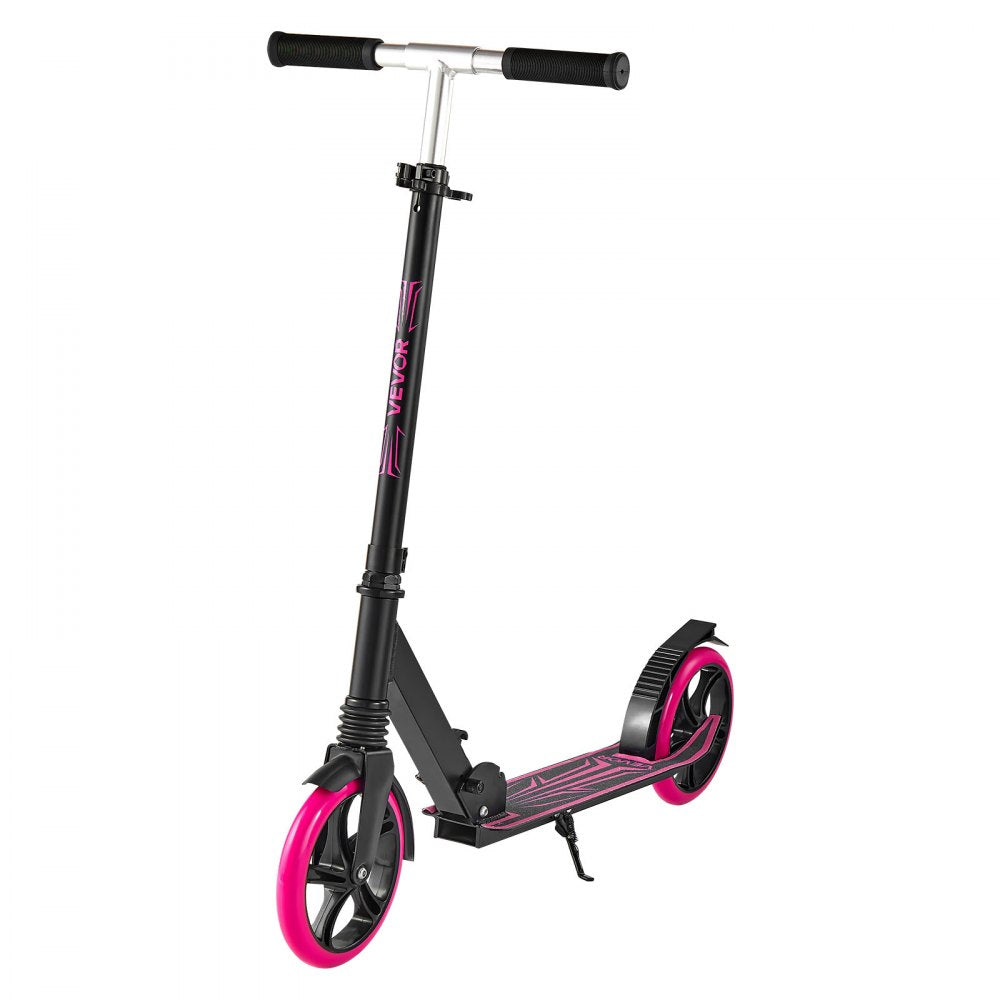 VEVOR Kick Scooter for Kids Ages 8+, Teens & Adults, 2-Wheel Toddler Scooter with Adjustable Height Handlebar, Wide Anti-Slip Deck, Foldable Lightweight Frame for Boys & Girls up to 220 lbs, Pink