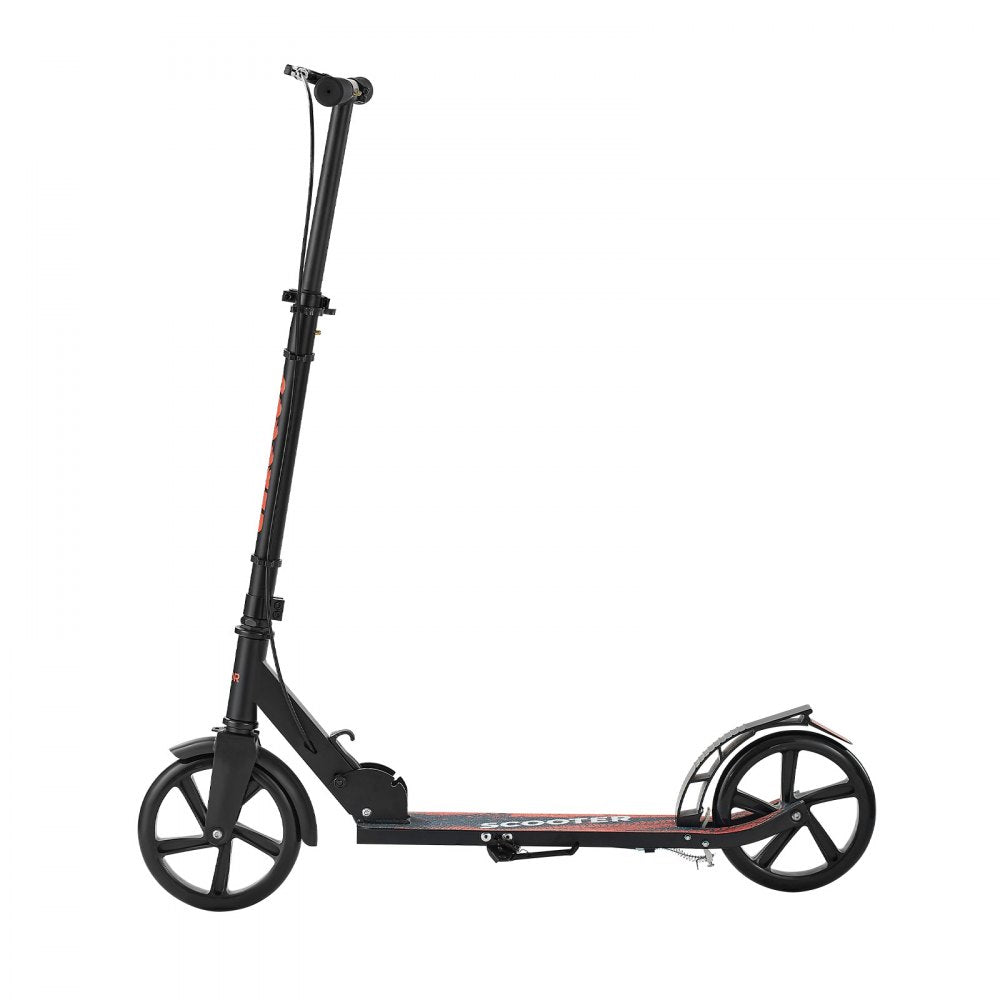 VEVOR Kick Scooter for Kids Ages 8+, Teens & Adults, 2-Wheel Toddler Scooter with Height Adjustable Handlebar, Wide Anti-Slip Deck, Foldable Lightweight Frame for Boys & Girls up to 220 lbs, Black