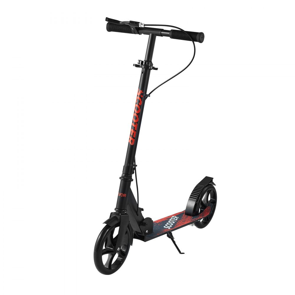 VEVOR Kick Scooter for Kids Ages 8+, Teens & Adults, 2-Wheel Toddler Scooter with Height Adjustable Handlebar, Wide Anti-Slip Deck, Foldable Lightweight Frame for Boys & Girls up to 220 lbs, Black