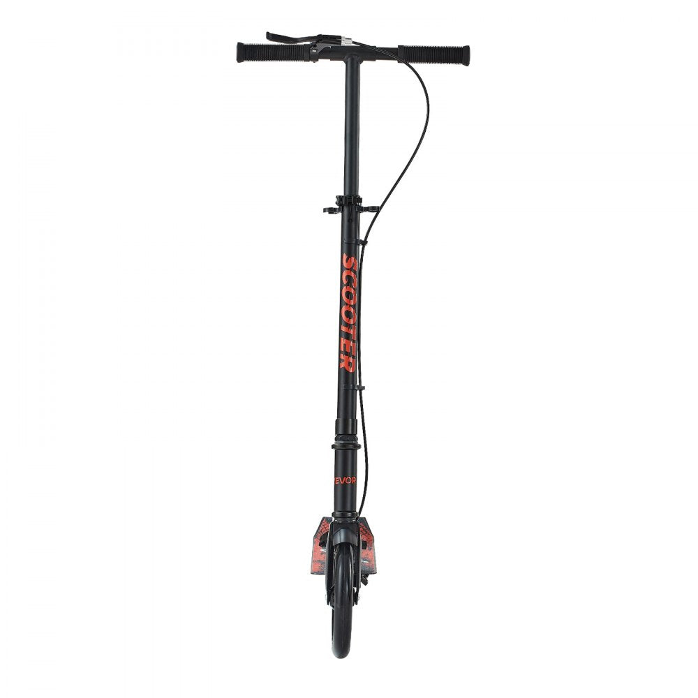 VEVOR Kick Scooter for Kids Ages 8+, Teens & Adults, 2-Wheel Toddler Scooter with Height Adjustable Handlebar, Wide Anti-Slip Deck, Foldable Lightweight Frame for Boys & Girls up to 220 lbs, Black