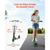 VEVOR Kick Scooter for Kids Ages 8+, Teens & Adults, 2-Wheel Toddler Scooter with Adjustable Height Handlebar, Wide Anti-Slip Deck, Foldable Lightweight for Boys & Girls up to 220 lbs, Black + Green