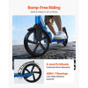 VEVOR Kick Scooter for Kids Ages 8+, Teens & Adults, 2-Wheel Toddler Scooter with Height Adjustable Handlebar, Wide Anti-Slip Deck, Foldable Lightweight for Boys & Girls up to 220 lbs, Black + Blue
