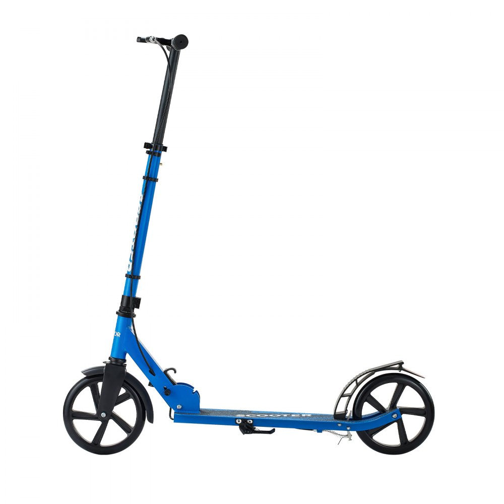 VEVOR Kick Scooter for Kids Ages 8+, Teens & Adults, 2-Wheel Toddler Scooter with Height Adjustable Handlebar, Wide Anti-Slip Deck, Foldable Lightweight for Boys & Girls up to 220 lbs, Black + Blue