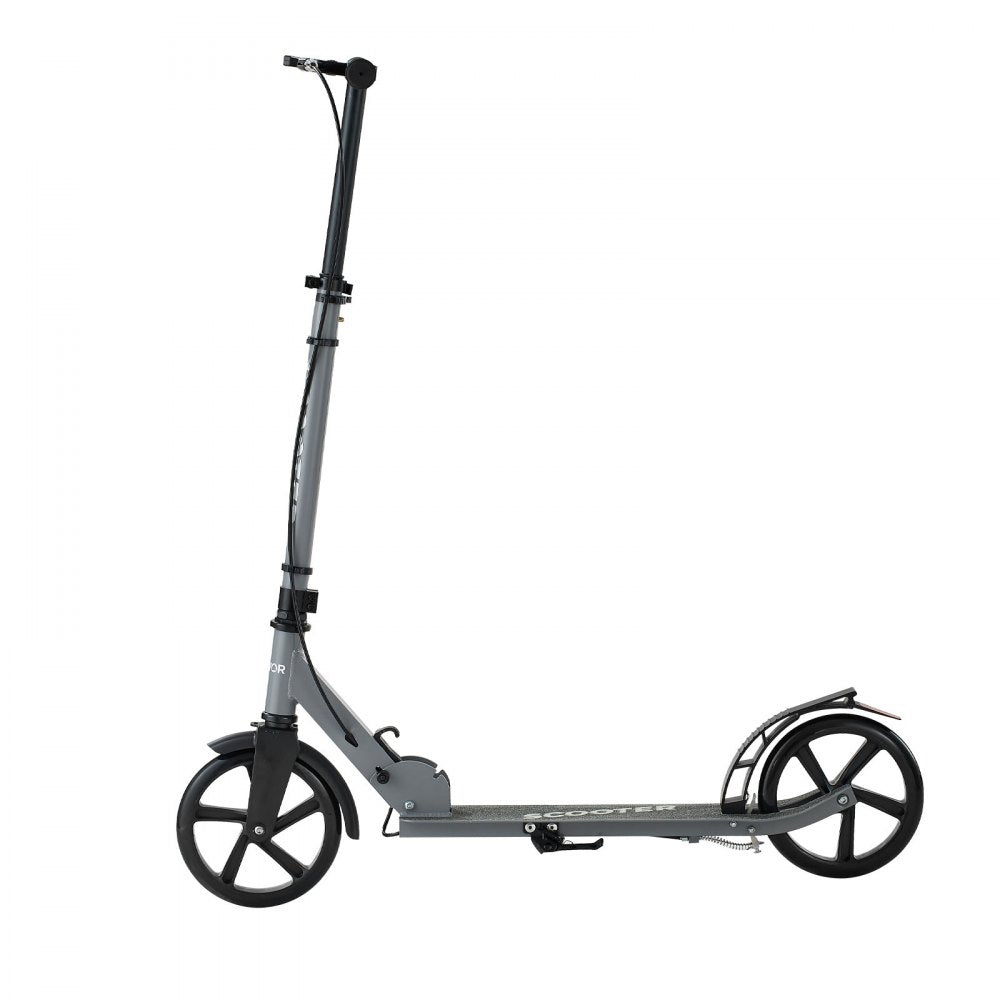 VEVOR Kick Scooter for Kids Ages 8+, Teens & Adults, 2-Wheel Toddler Scooter with Adjustable Height Handlebar, Wide Anti-Slip Deck, Foldable Lightweight Frame for Boys & Girls up to 220 lbs, Gray