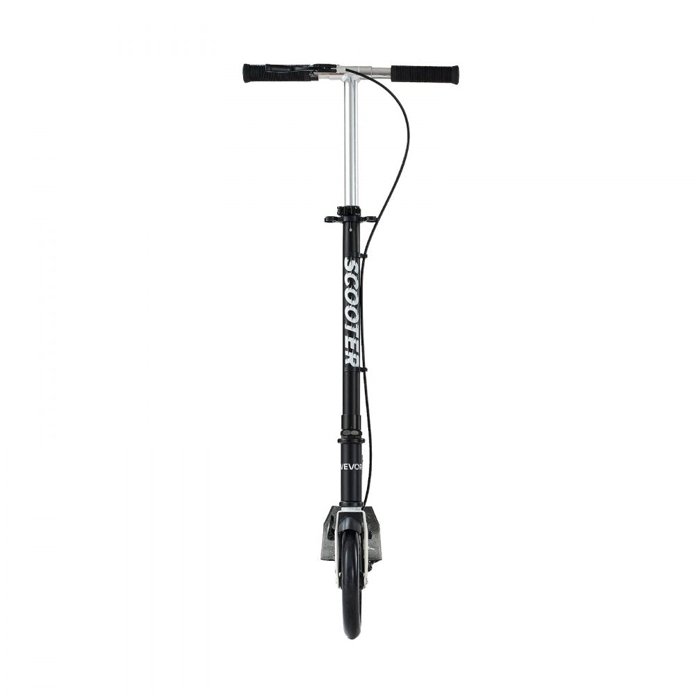 VEVOR Kick Scooter for Kids Ages 8+, Teens & Adults, 2-Wheel Toddler Scooter with Adjustable Height Handlebar, Wide Anti-Slip Deck, Foldable Lightweight for Boys & Girls up to 220 lbs, Black + Silver