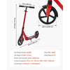 VEVOR Kick Scooter for Kids Ages 8+, Teens & Adults, 2-Wheel Toddler Scooter with Adjustable Height Handlebar, Wide Anti-Slip Deck, Foldable Lightweight for Boys & Girls up to 220 lbs, Red + Black
