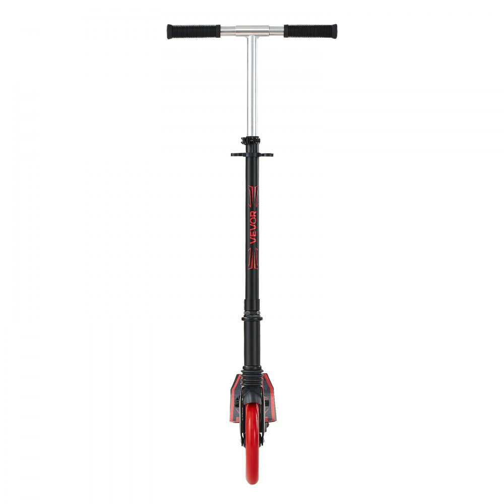 VEVOR Kick Scooter for Kids Ages 8+, Teens & Adults, 2-Wheel Toddler Scooter with Adjustable Height Handlebar, Wide Anti-Slip Deck, Foldable Lightweight for Boys & Girls up to 220 lbs, Black + Red