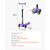 VEVOR Kick Scooter for Kids Ages 3+, 3-Wheel Toddler Scooter with Light-Up Wheels, Adjustable Height Handlebar, Wide Anti-Slip Deck, Lightweight Aluminum Frame for Boys & Girls up to 165 lbs, Purple