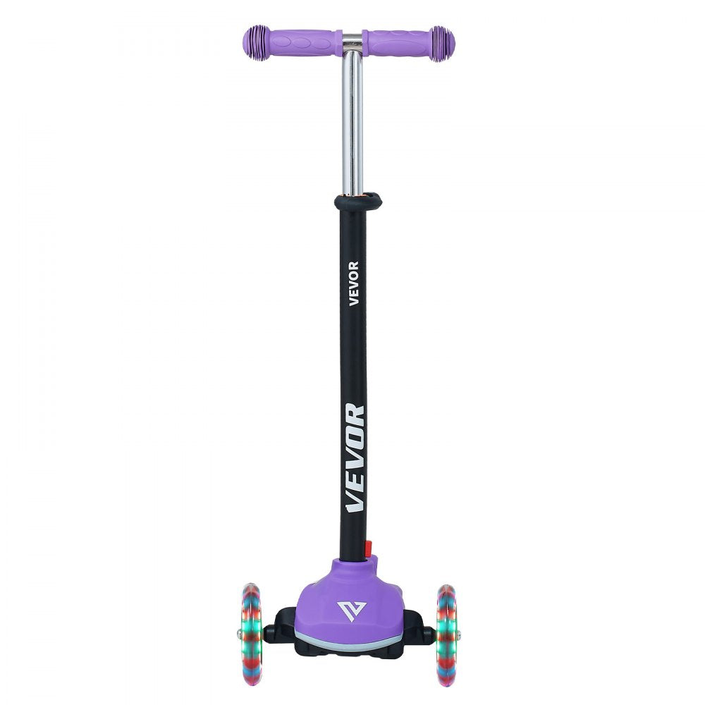 VEVOR Kick Scooter for Kids Ages 3+, 3-Wheel Toddler Scooter with Light-Up Wheels, Adjustable Height Handlebar, Wide Anti-Slip Deck, Lightweight Aluminum Frame for Boys & Girls up to 165 lbs, Purple