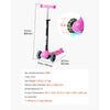 VEVOR Kick Scooter for Kids Ages 3+, 3-Wheel Toddler Scooter with Light-Up Wheels, Adjustable Height Handlebar, Wide Anti-Slip Deck, Lightweight Aluminum Frame for Boys & Girls up to 165 lbs, Pink