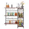 VEVOR Home Bar Unit, L-Shaped Wine Bar Cabinet Table 3-Tier with Storage Shelves, Adjustable Foot Pads, LED Light, Walnut Finish & Metal Frame Liquor Cabinet for Home, Kitchen,Living Room,Pub,Basement