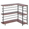 VEVOR Home Bar Unit, L-Shaped Wine Bar Cabinet Table 3-Tier with Storage Shelves, Adjustable Foot Pads, LED Light, Walnut Finish & Metal Frame Liquor Cabinet for Home, Kitchen,Living Room,Pub,Basement