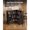 VEVOR Home Bar Unit, L-Shaped Wine Bar Cabinet Table 4-Tier with Storage Shelves,  Wine Glass Holder, 300 lbs Max Capacity, Wood Liquor Cabinet for Home, Kitchen, Living Room, Pub, Basement, Black
