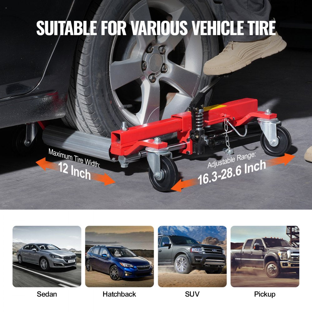 VEVOR Wheel Dolly, Max Capacity 1500 Lbs Car Dolly, Car Jack Dolly Lifter with 360° Rotatable Wheels, Heavy Duty Vehicle Positioning Hydraulic Tire Jack, for Vehicle Car Auto Repair Moving