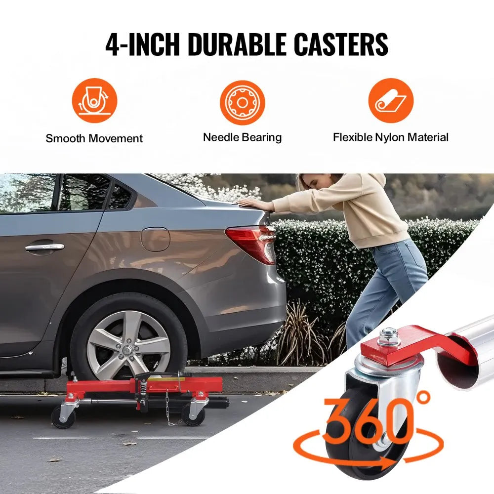 VEVOR Wheel Dolly, Max Capacity 1500 Lbs Car Dolly, Car Jack Dolly Lifter with 360° Rotatable Wheels, Heavy Duty Vehicle Positioning Hydraulic Tire Jack, for Vehicle Car Auto Repair Moving