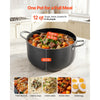 VEVOR Aluminum Stock Pot, 12-Quart Nonstick Ceramic Coated Pot with Glass Lid, PFOA-Free, PFAS-Free, Compatible with Gas Stoves, Induction Cooktops, Electric Stoves, for Soups, Stews, and Pasta
