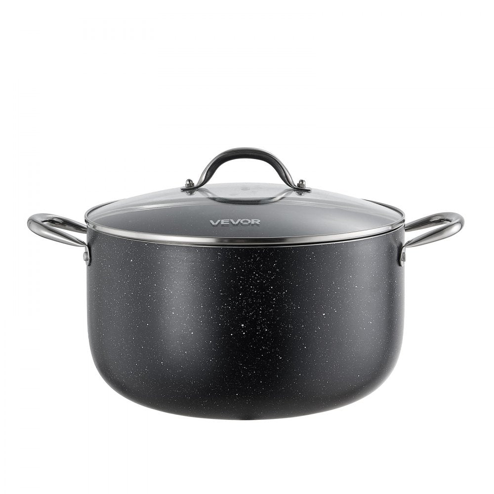 VEVOR Aluminum Stock Pot, 12-Quart Nonstick Ceramic Coated Pot with Glass Lid, PFOA-Free, PFAS-Free, Compatible with Gas Stoves, Induction Cooktops, Electric Stoves, for Soups, Stews, and Pasta