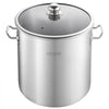 VEVOR Stainless Steel Stock Pot, 21-Quart Stainless Steel Stockpot with Glass Lid, PFOA-Free, PFAS-Free, Compatible with Gas Stoves, Induction Cooktops, Electric Stoves, for Soups, Stews, and Pasta