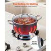 VEVOR Aluminum Stock Pot, 6-Quart Nonstick Ceramic Coated Pot with Glass Lid, PFOA-Free, PFAS-Free, Compatible with Gas Stoves, Induction Cooktops, Electric Stoves, for Soups, Stews, and Pasta