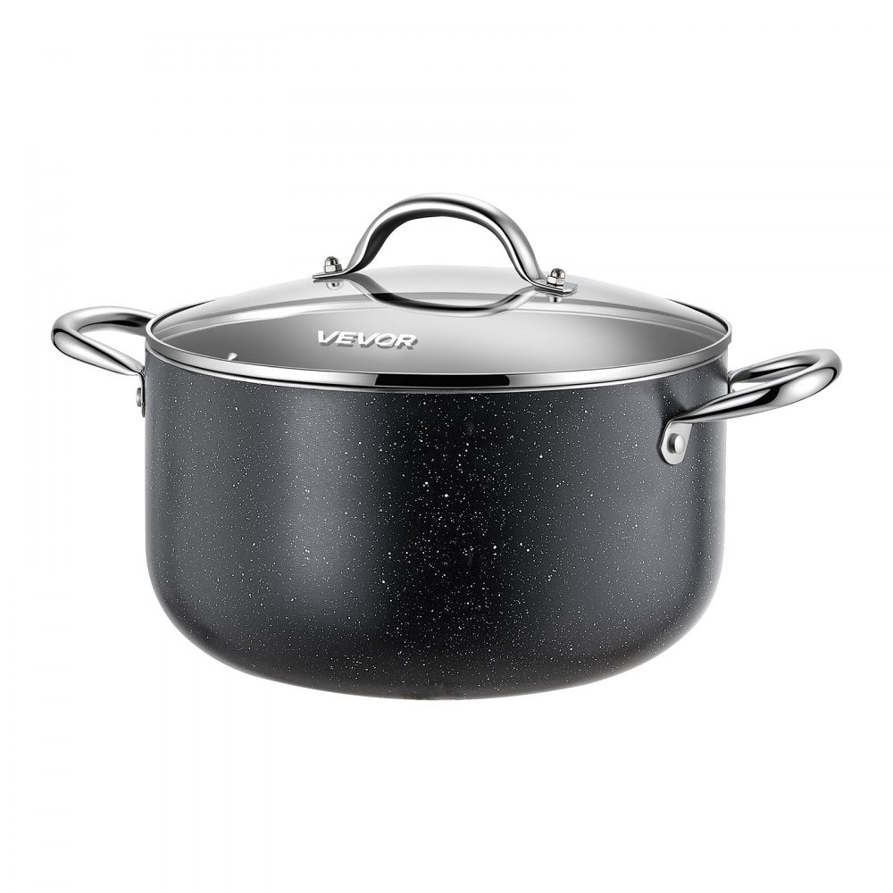 VEVOR Aluminum Stock Pot, 8-Quart Nonstick Ceramic Coated Pot with Glass Lid, PFOA-Free, PFAS-Free, Compatible with Gas Stoves, Induction Cooktops, Electric Stoves, for Soups, Stews, and Pasta