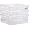 VEVOR Scrapbook Paper Storage, 4 Pack Stackable Plastic Board Game Boxes, Clear Multi-Purpose Document Case with Rounded Corners and Double Latches, for Office Essentials Tools Arts Crafts Supplies