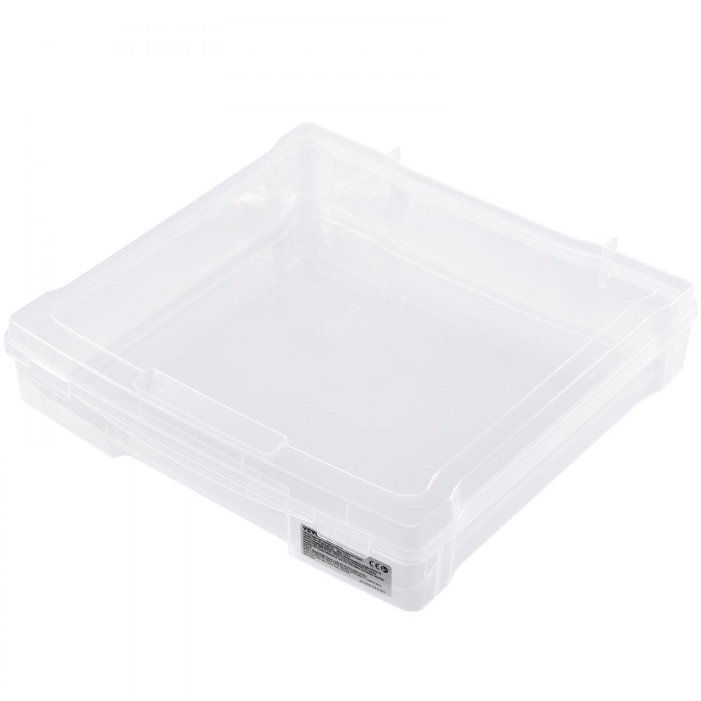 VEVOR Scrapbook Paper Storage, 4 Pack Stackable Plastic Board Game Boxes, Clear Multi-Purpose Document Case with Rounded Corners and Double Latches, for Office Essentials Tools Arts Crafts Supplies