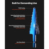 VEVOR Step Drill Bit Set, 1/8 - 7/8 inch, 3 Pieces Step Drill Bits, 1/4 inch Hex Shank, TiAlN Coating Cobalt HSS High Speed Steel, for Metal, Stainless Steel, Aluminum, Wood, Plastic, Fiberglass