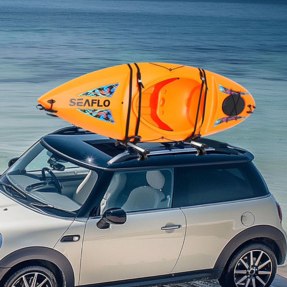 VEVOR Kayak Roof Rack, 1 Pair J-Bar, Soft Roof Rack, Top Mount Tie Down, Carrier for kayak, Surf Board, Canoe, SUP, Ski Board, Mount on Car, SUV, Truck, 1 Kayak