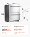 VEVOR Drawer Refrigerator with Freezer, 24 in Undercounter Fridge Freezer Combo, Beverage Cooler with 304 Stainless Steel Drawers, Freezing Section for Frozen Food, for Kitchen, Home Bar and Game Room