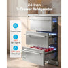 VEVOR 3-Drawer Refrigerator, 24 in Undercounter Beverage Cooler, Large Capacity Drink Fridge, 3 Separate Storage Zones, 304 Stainless Steel Drawers, Fast Cooling, for Kitchen, Game Room & Home Bar