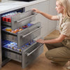 VEVOR 3-Drawer Refrigerator, 24 in Undercounter Beverage Cooler, Large Capacity Drink Fridge, 3 Separate Storage Zones, 304 Stainless Steel Drawers, Fast Cooling, for Kitchen, Game Room & Home Bar