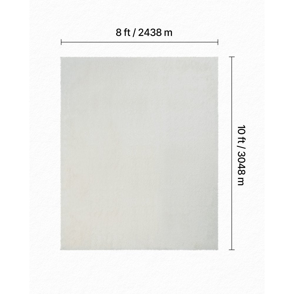 VEVOR Indoor Plush Area Rugs, 8 x 10 ft Soft Plush Carpet, Furry Shag Area Rugs for Living Room, Bedroom, Sunroom, Modern Home Decor Aesthetic, Non-Shedding, Non-Woven, Slip-Resistant, Ivory White