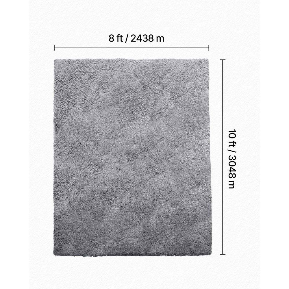 VEVOR Indoor Plush Area Rugs, 8 x 10 ft Soft Plush Carpet, Furry Shag Area Rugs for Living Room, Bedroom, Sunroom, Modern Home Decor Aesthetic, Non-Shedding, Non-Woven, Slip-Resistant, Smoke Gray