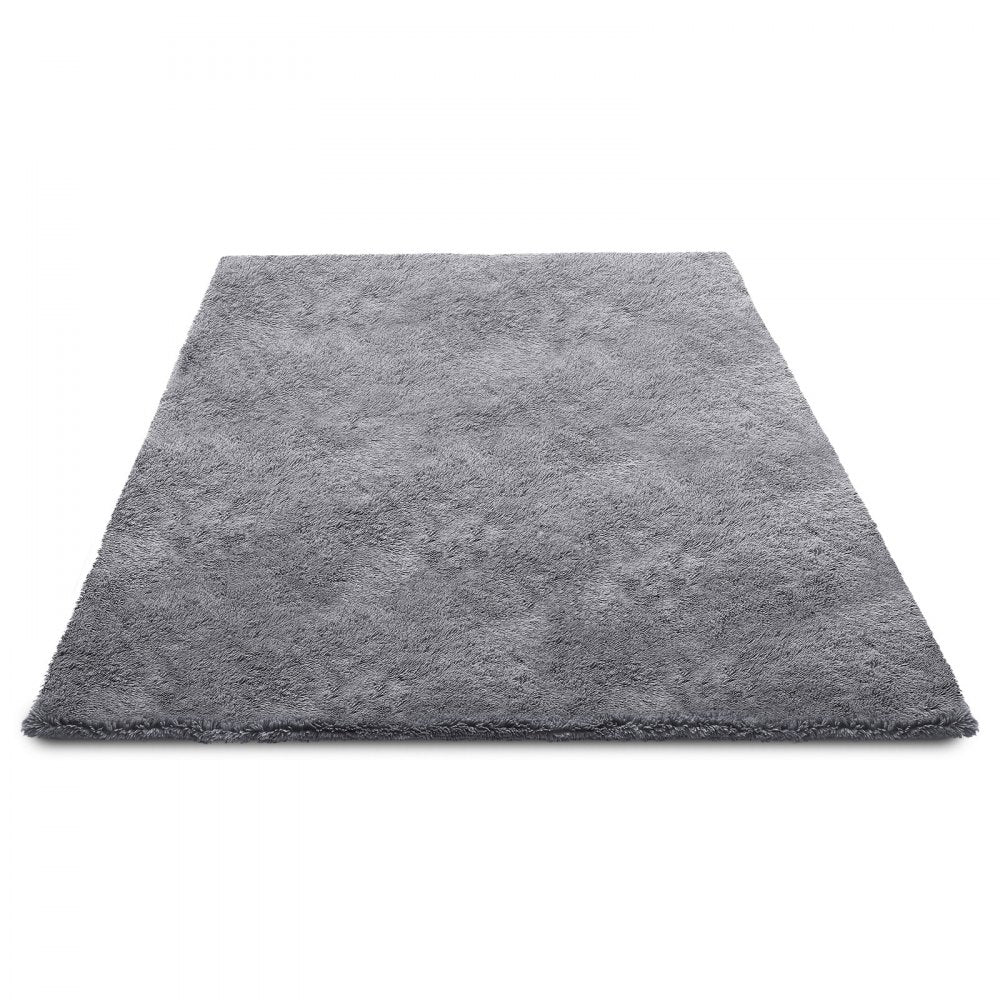 VEVOR Indoor Plush Area Rugs, 8 x 10 ft Soft Plush Carpet, Furry Shag Area Rugs for Living Room, Bedroom, Sunroom, Modern Home Decor Aesthetic, Non-Shedding, Non-Woven, Slip-Resistant, Smoke Gray